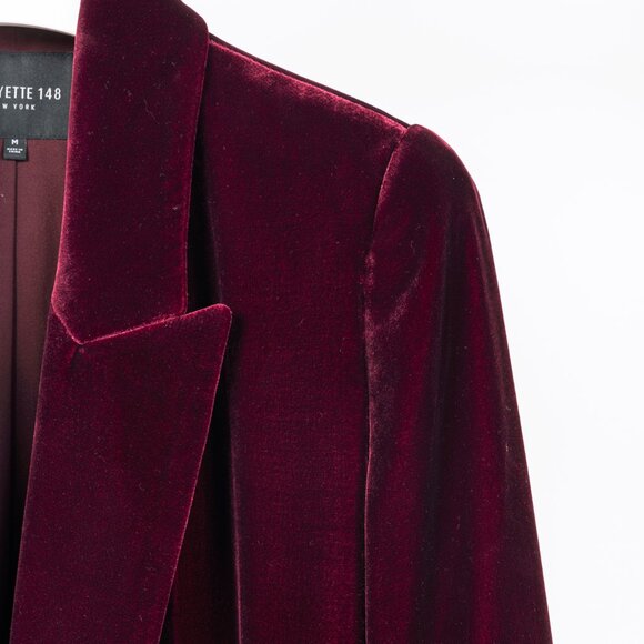 Lafayette 148 Valon Burgundy Velvet Open-Front Blazer - Picture 4 of 8